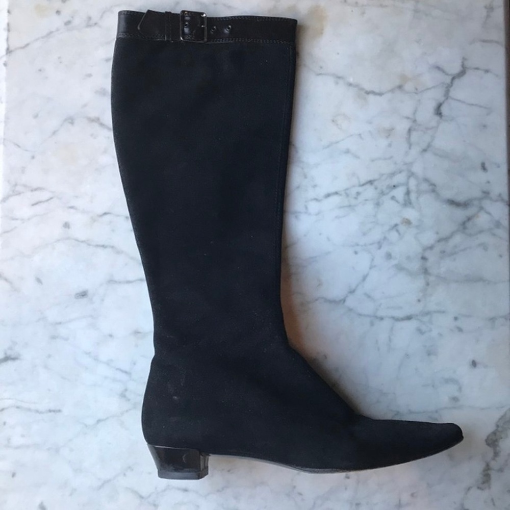 GUCCI Vintage Black Suede Knee High Boots
